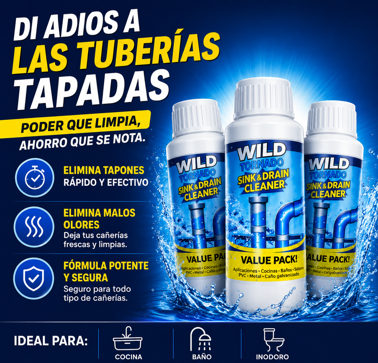 OFERTA SOLO X HOY-Destapa y Elimina malos olores de tus cañerías desde el primer uso