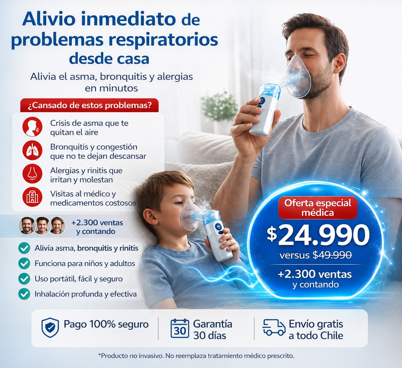 Nebulizador portátil para niños y adultos-Alivio respiratorio donde lo necesites