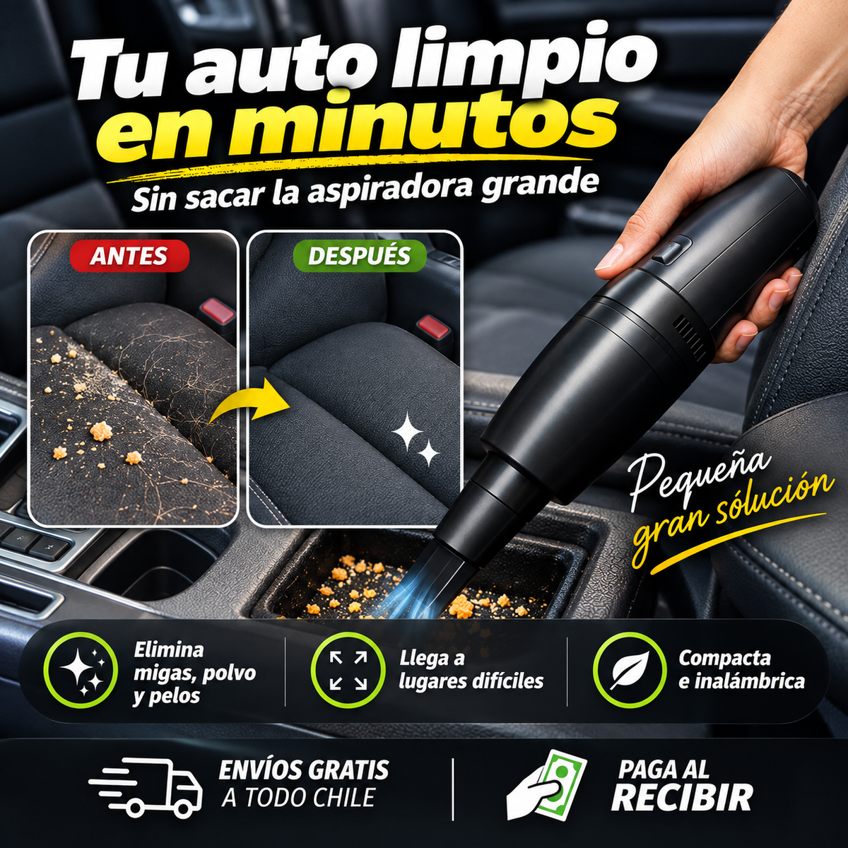 ¡Despídete de las migas y el polvo: mantén tu auto impecable en minutos!