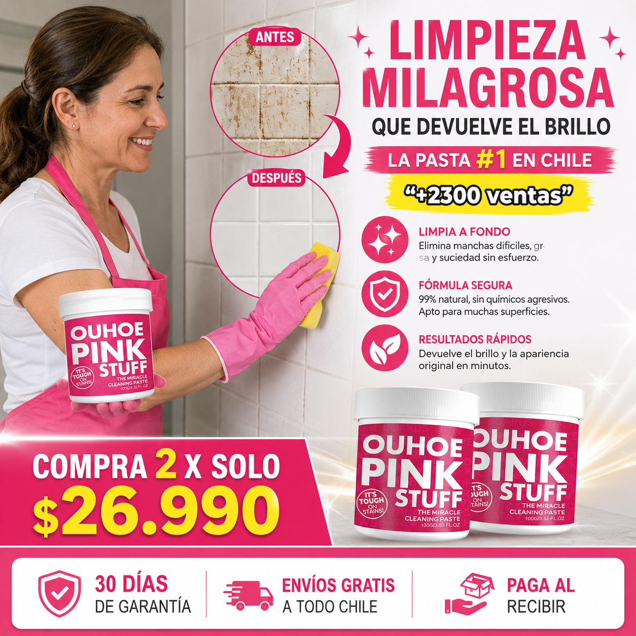 OFERTA 2X$26.990-Crema Limpiadora Eliminar Grasa y Aceite Acumulado