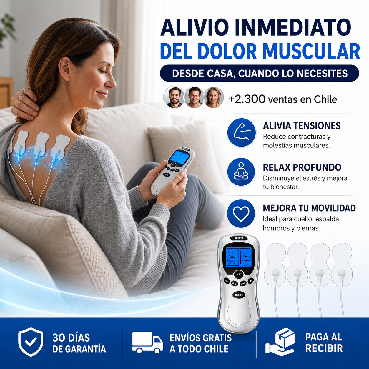 Electroestimulador TENS-Alivio Rápido del Dolor Muscular