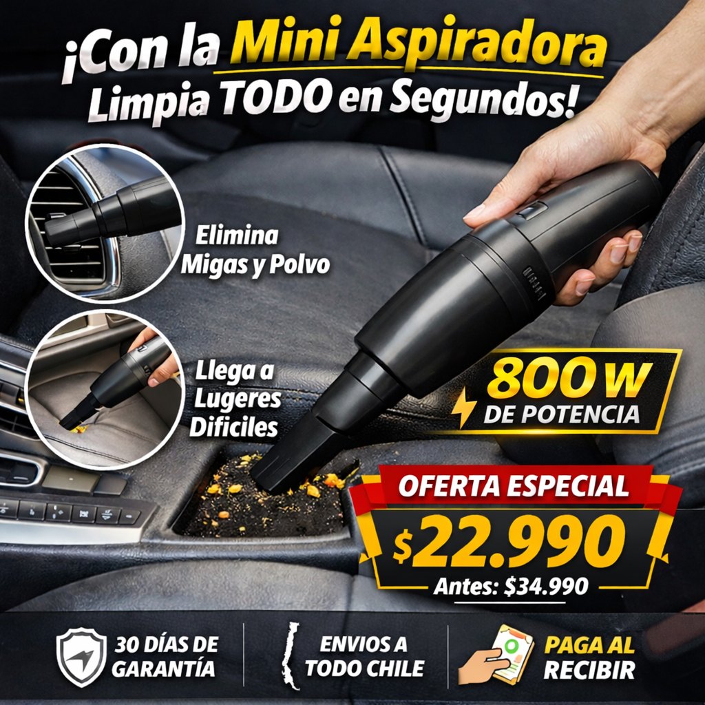 OFERTA ESPECIAL Mini Aspiradora-Limpia Tu Auto y Casa En Segundos