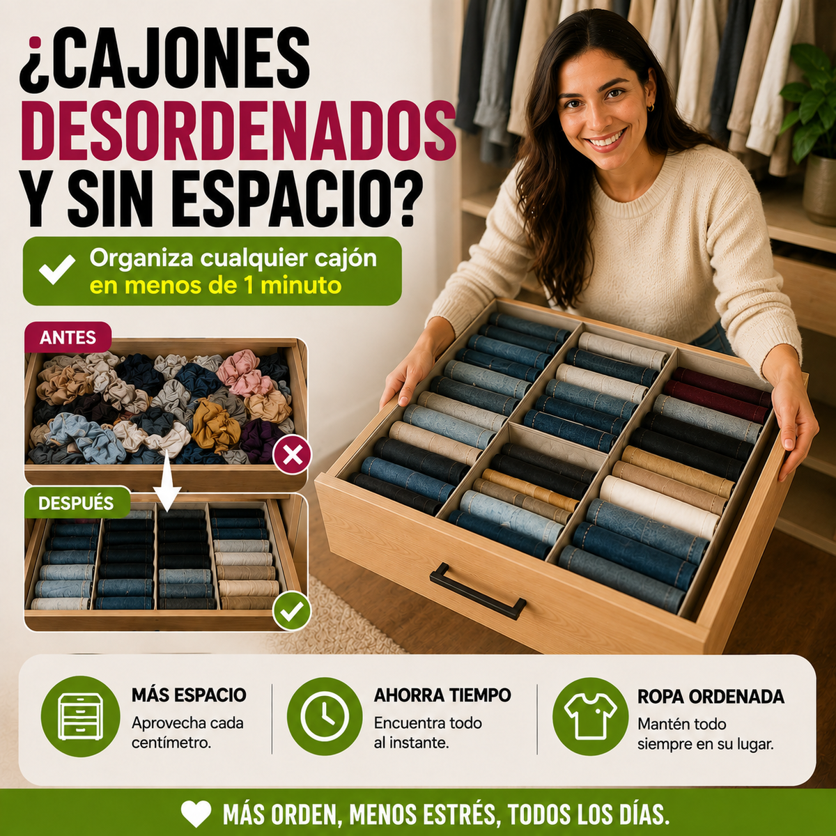 Nunca más pierdas tiempo buscando tu ropa
